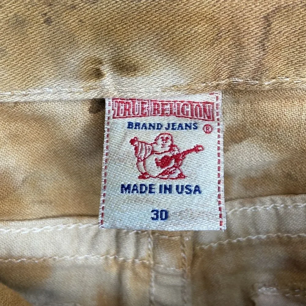 true religion men ricky shorts size 30 brown Bermuda tie dye cut off